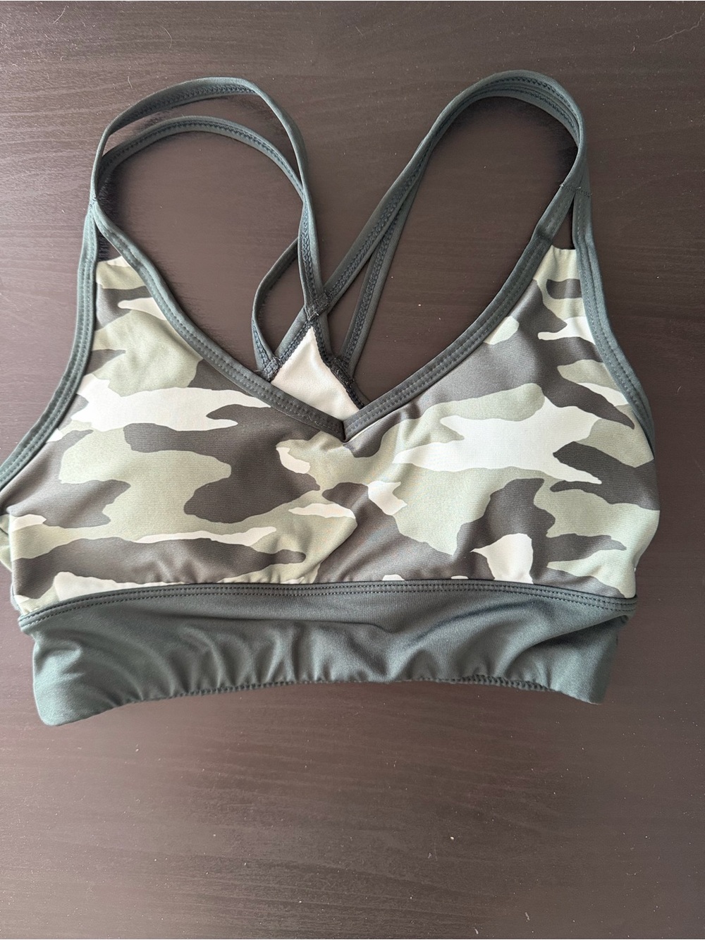 Green camo sports bra